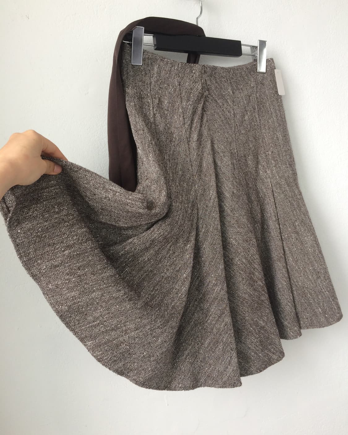 Tied woolen flare mid iskirt 상품이미지2