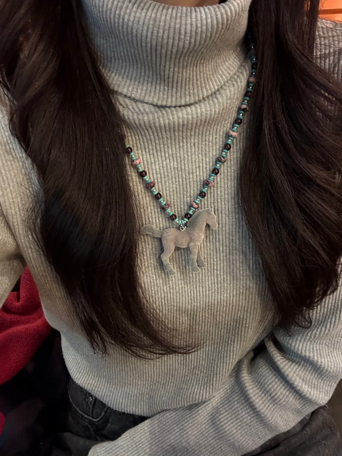 [핸드메이드] 말 비즈목걸이 상품이미지1