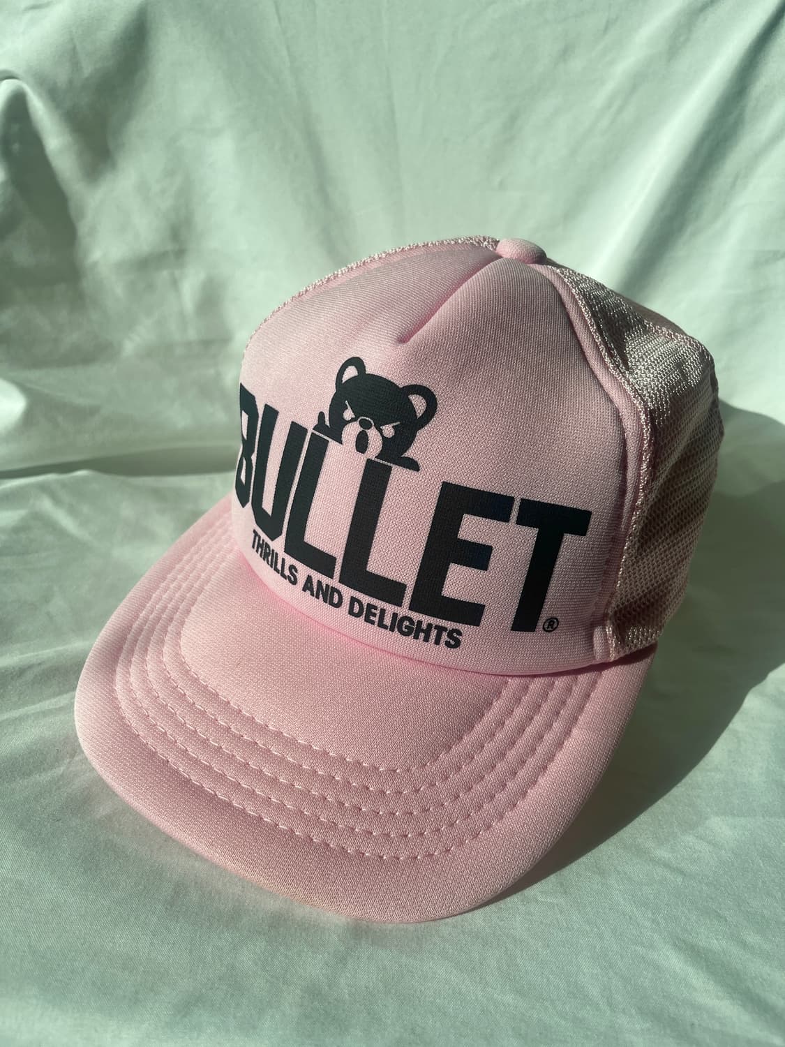 히스테릭 글래머 아카이브 퍽베어 딸기우유 베이비핑크 색 메쉬 캡 모자 상품이미지1