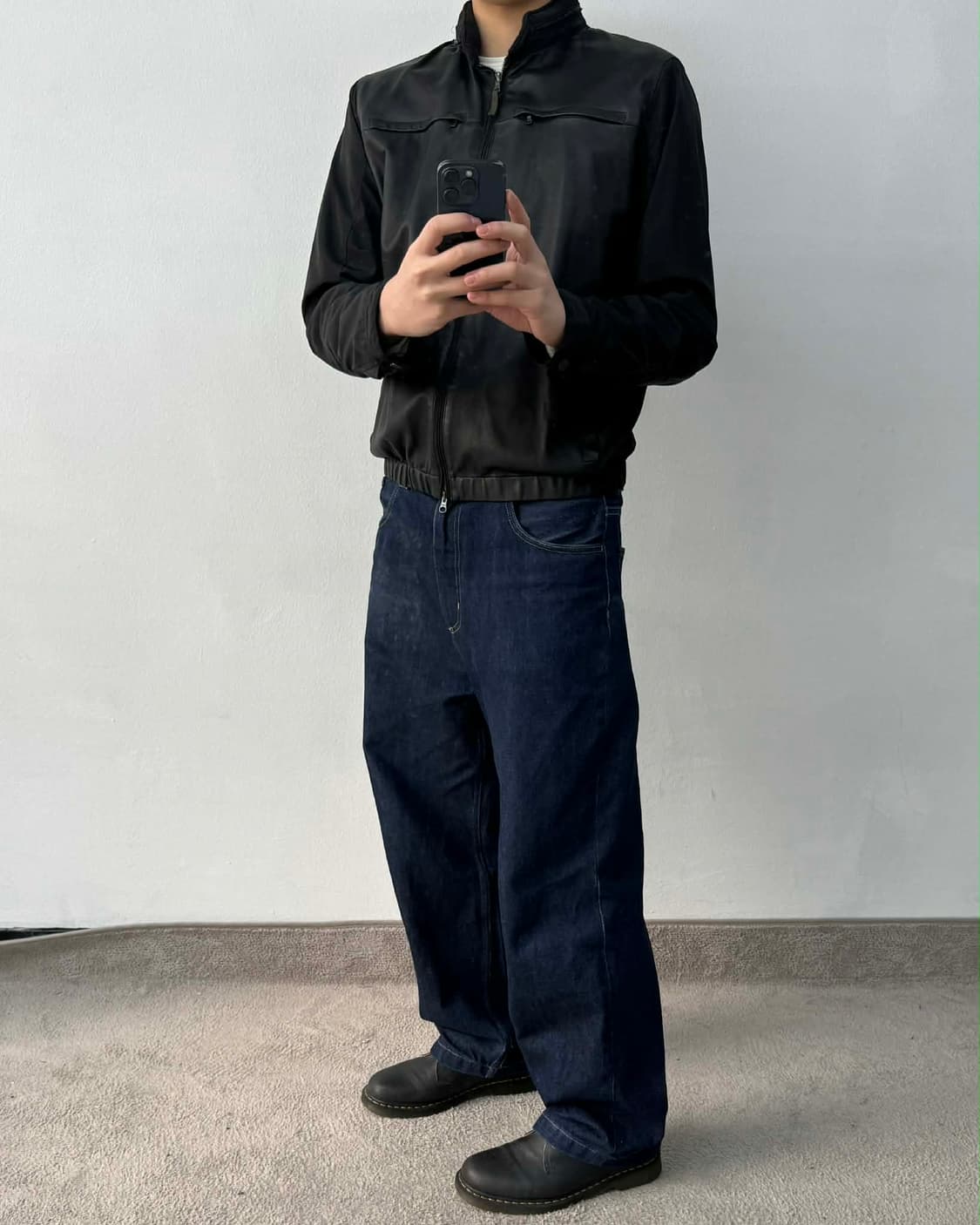 [L] DKNY 디케이앤와이 양가죽 나일론 하이브리드 집업 자켓 상품이미지2