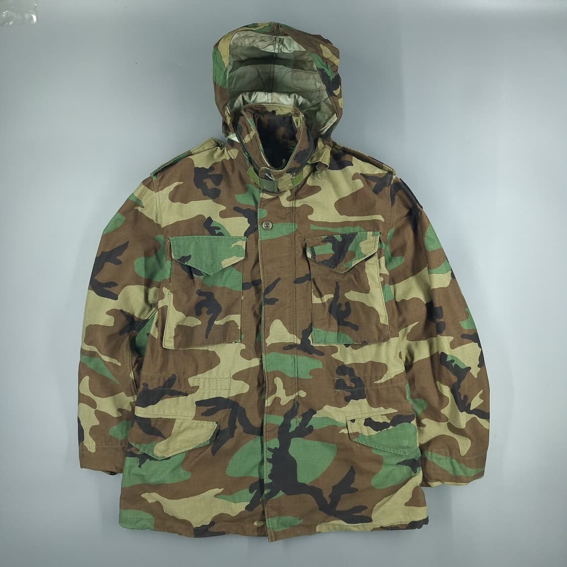 US ARMY 미육군 패치 우드랜드 밀리터리 카모플라쥬 히든후드 야상 상품이미지3