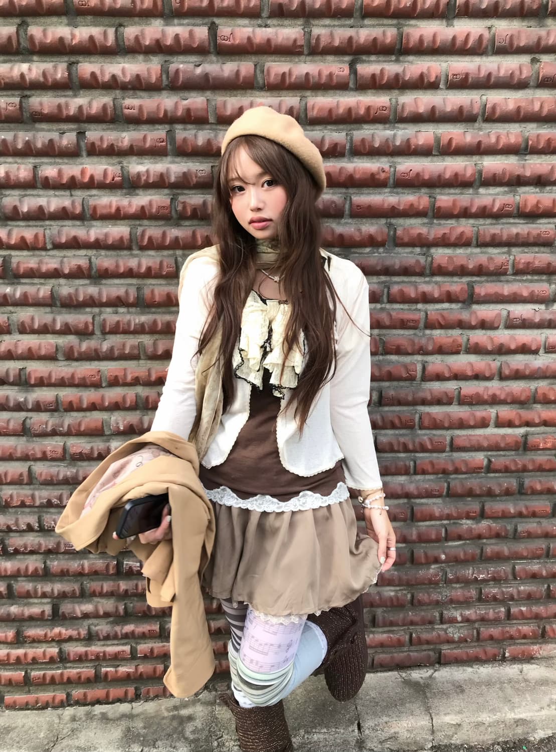 엑시즈팜 베이지 브라운 페어리 니혼진 쿠루미 코디세트 상품이미지3