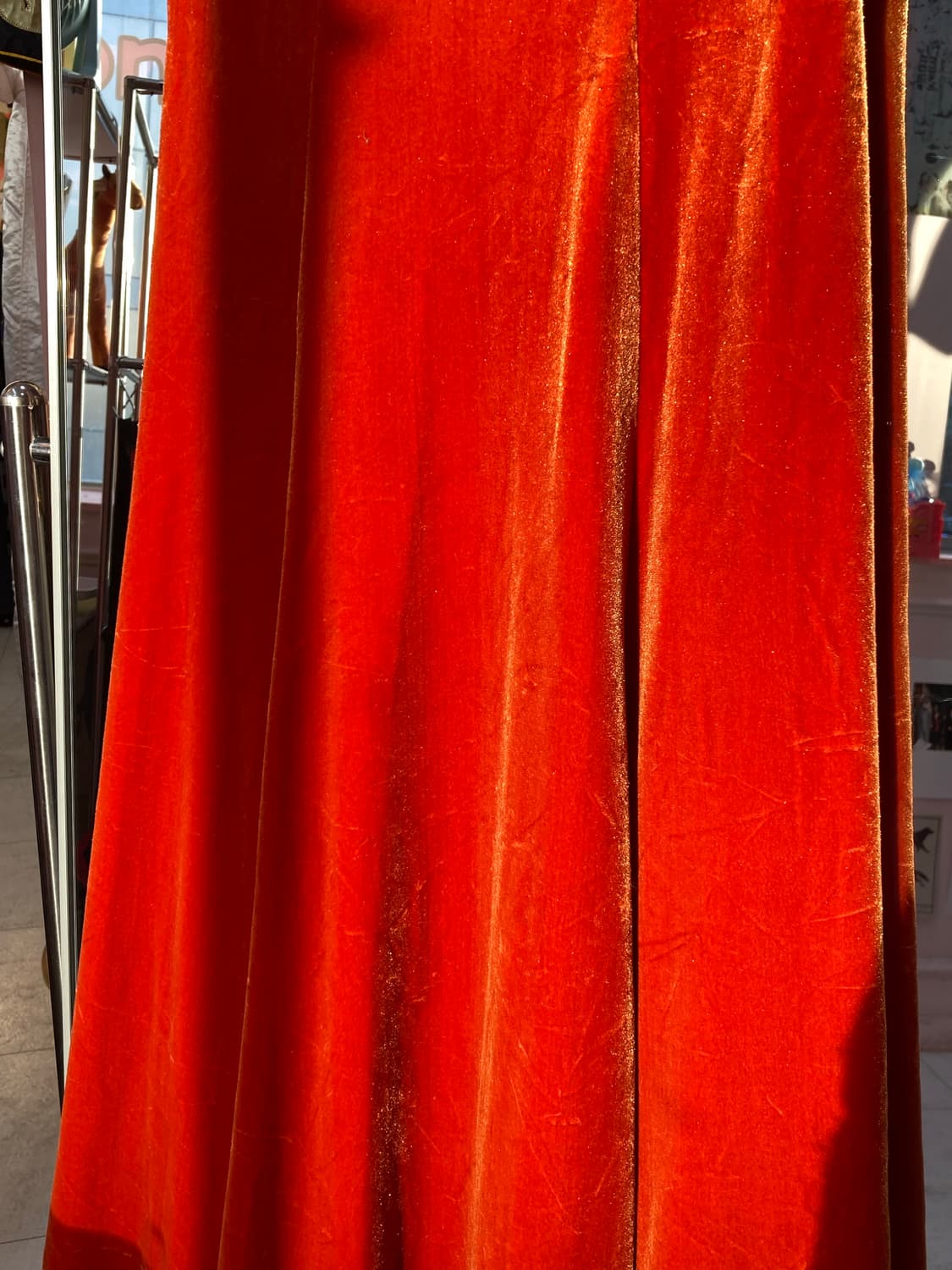 오렌지 벨벳 레이스 롱 원피스 상품이미지4