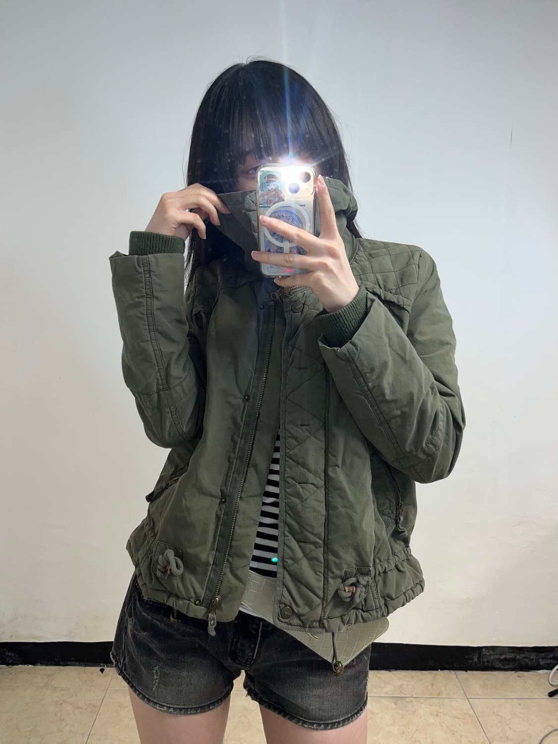 00‘s 카키 하이넥 자켓 상품이미지3