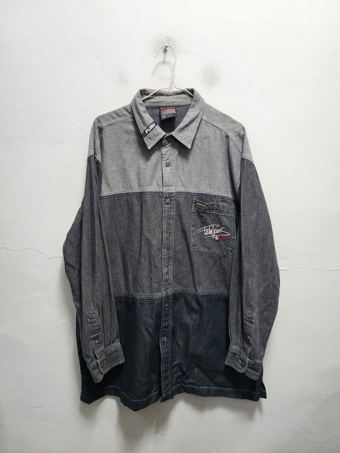 FUBU 푸부 올드스쿨 힙합 배색 데님셔츠 상품이미지1