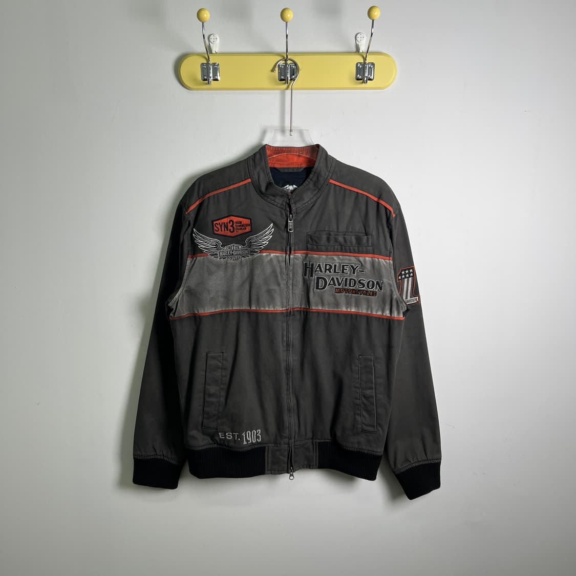00's 할리데이비슨 코튼 레이싱 자켓 S 상품이미지1