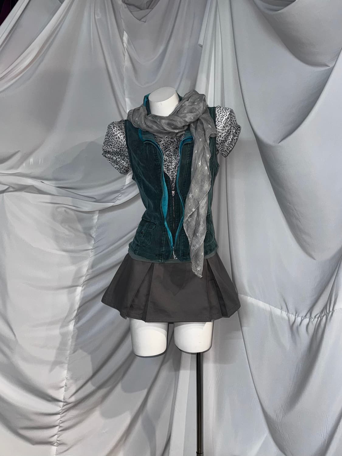 민트 레오파드 데일리 미쿠프레피 코디세트 상품이미지7