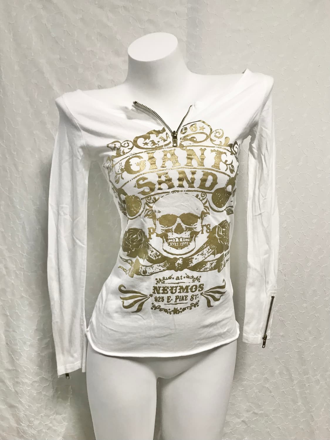 빈티지 갸루 펑크 백 크로스 트임 지퍼 롱슬리브 탑 상품이미지2