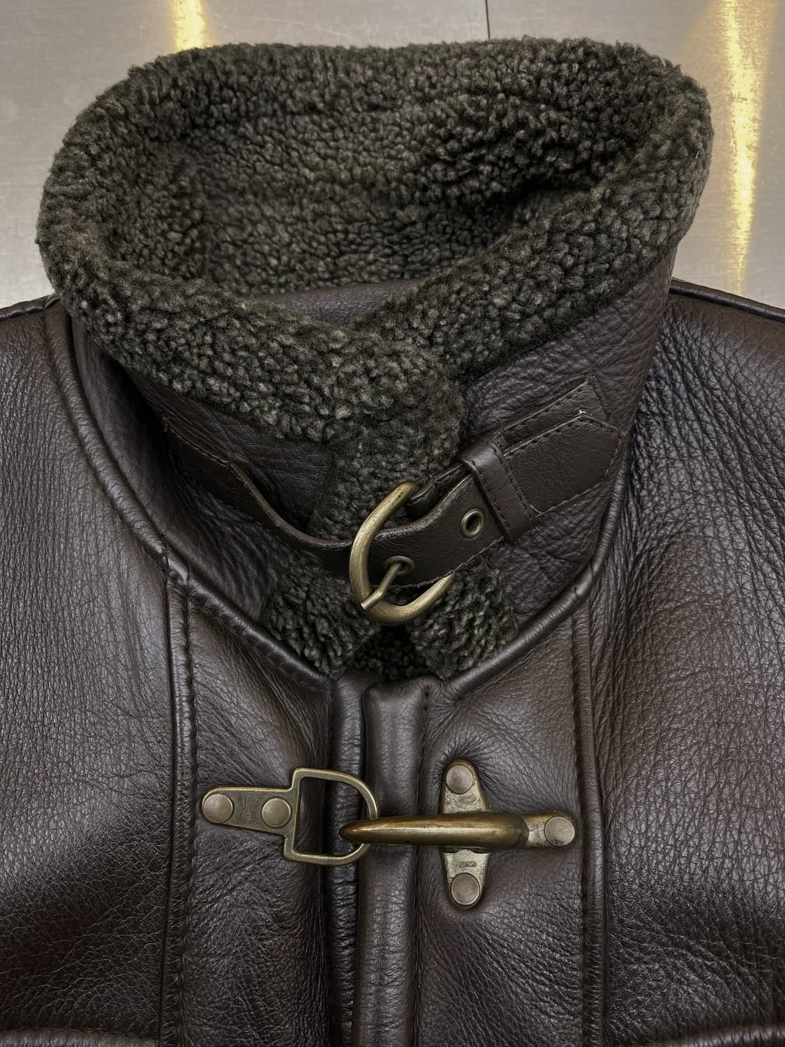  빈티지 90s 훅 버클 레더 무스탕 상품이미지5