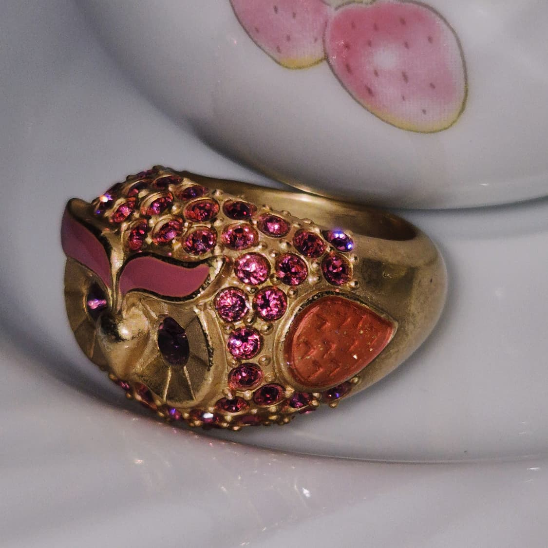 08s 안나수이 라인 스톤 파베 부엉이 반지 상품이미지8