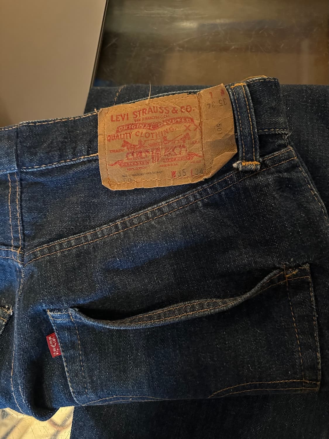 70s USA 빈티지 리바이스 501 66전기 셀비지 데님 팬츠 상품이미지6