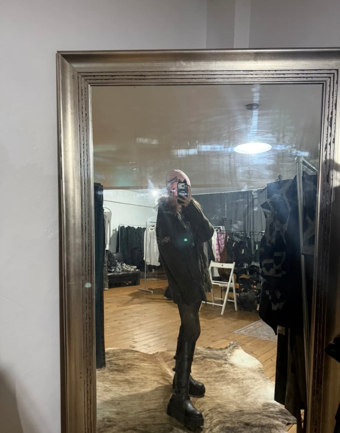 KOOLHAAS 털 트리밍 니트 점퍼 카키색상 상품이미지2