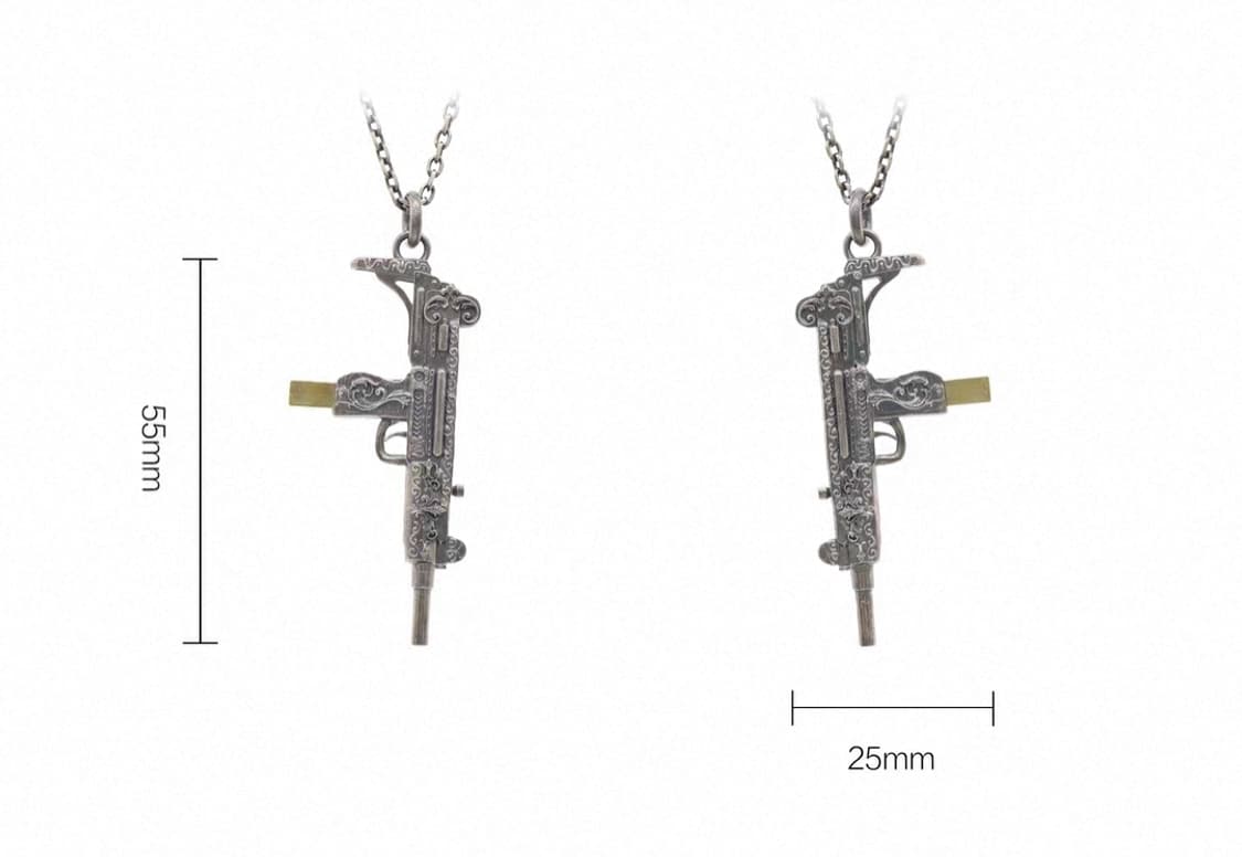 Oceanora 빈티지 스털링 실버 건 펜던트 목걸이 상품이미지2