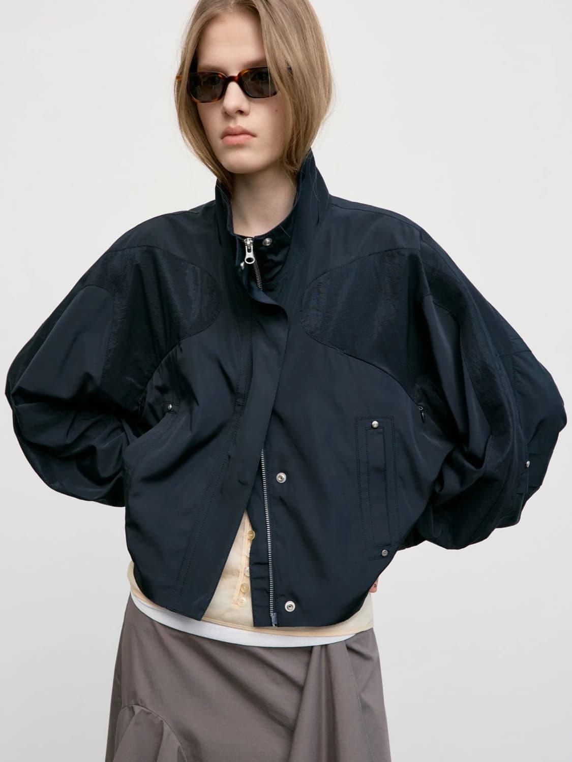 로우클래식 contrast zip-up short jk 블랙 L 새상품 상품이미지1