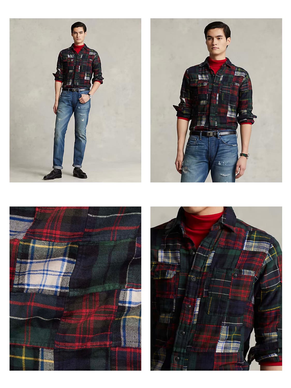 폴로 랄프로렌 인디아 마드라스 패치워크 플래드 덩가리 워크셔츠 상품이미지4