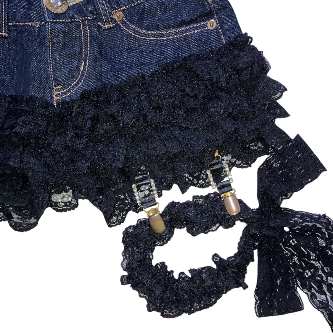 Ma*rs 마즈 슈가글로스 가터 글리터 레이스 숏팬츠 갸루 상품이미지2