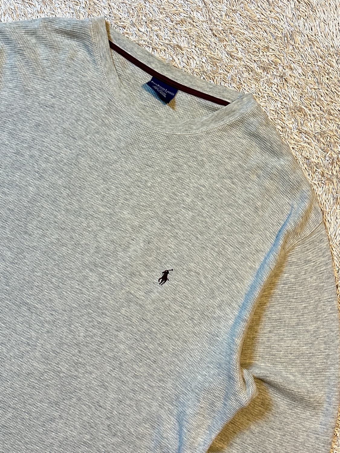 폴로 랄프로렌 버건디포니 와플 니트 롱슬리브 긴팔 오트밀 상품이미지2