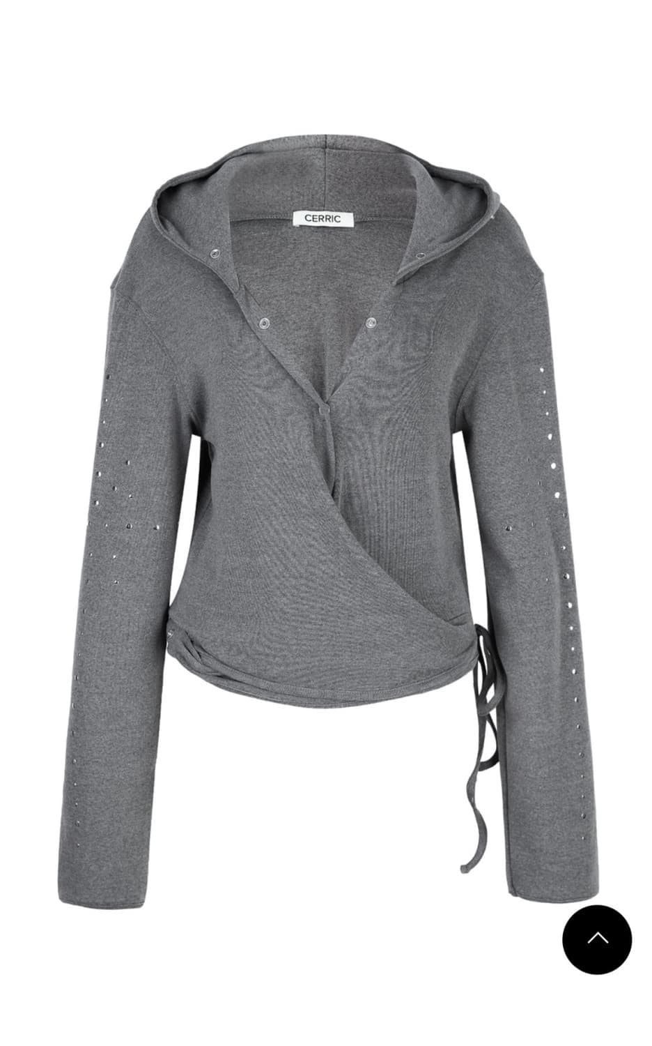 세릭 비즈 랩 후드 가디건 멜란지 그레이 상품이미지3