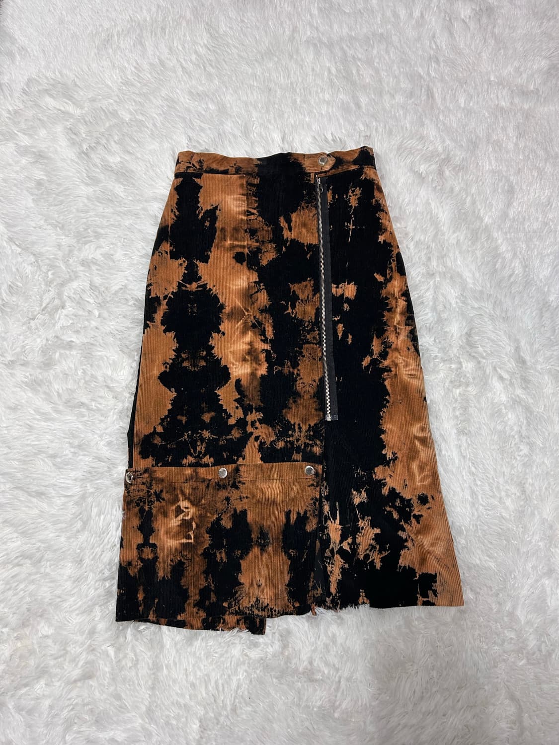 tye dye zipper snap detailed cordu skirt 상품이미지1