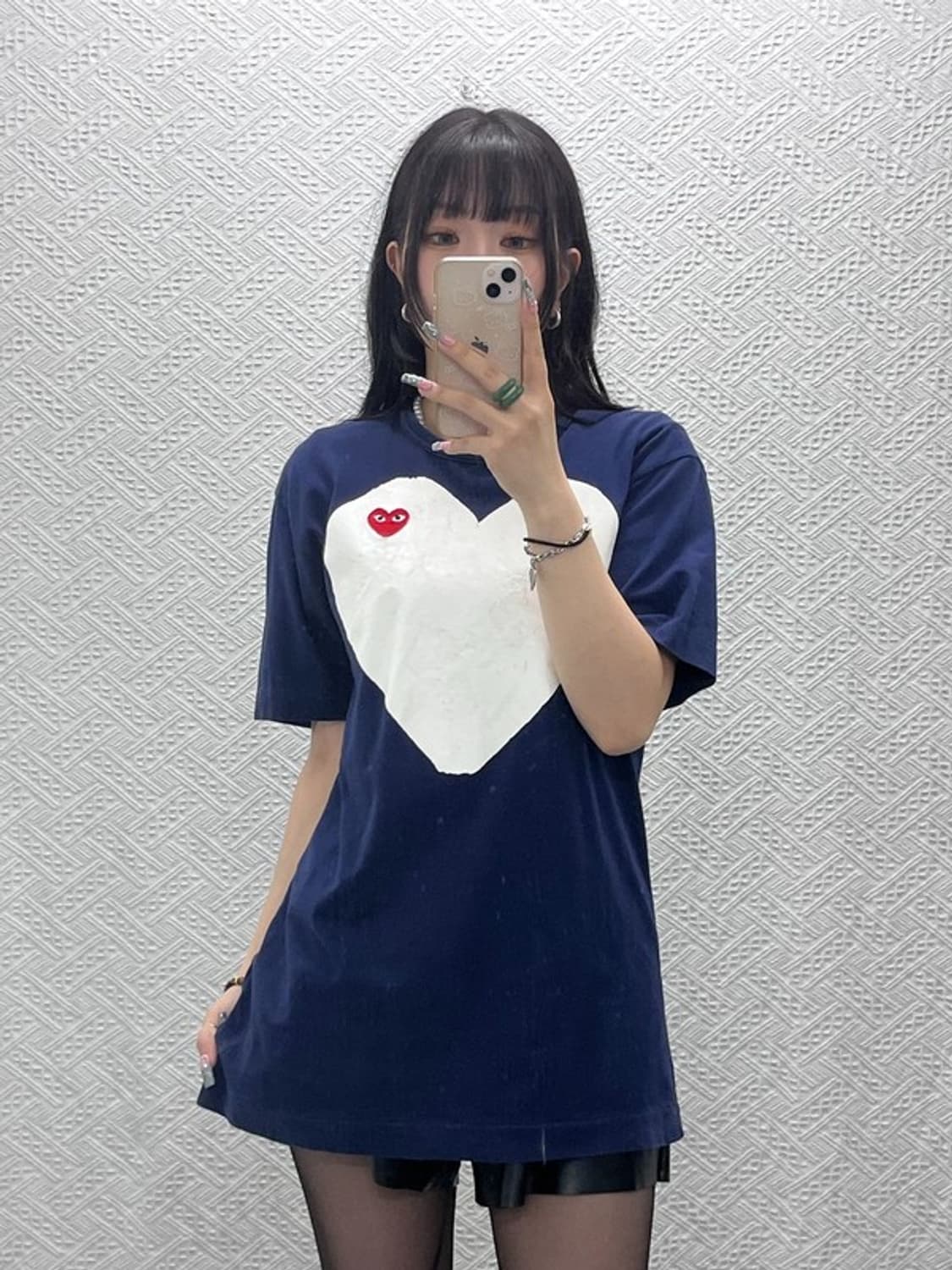 꼼데가르송 올드스쿨 캐주얼 키치 더블하트 반팔티 XL C12655 상품이미지1