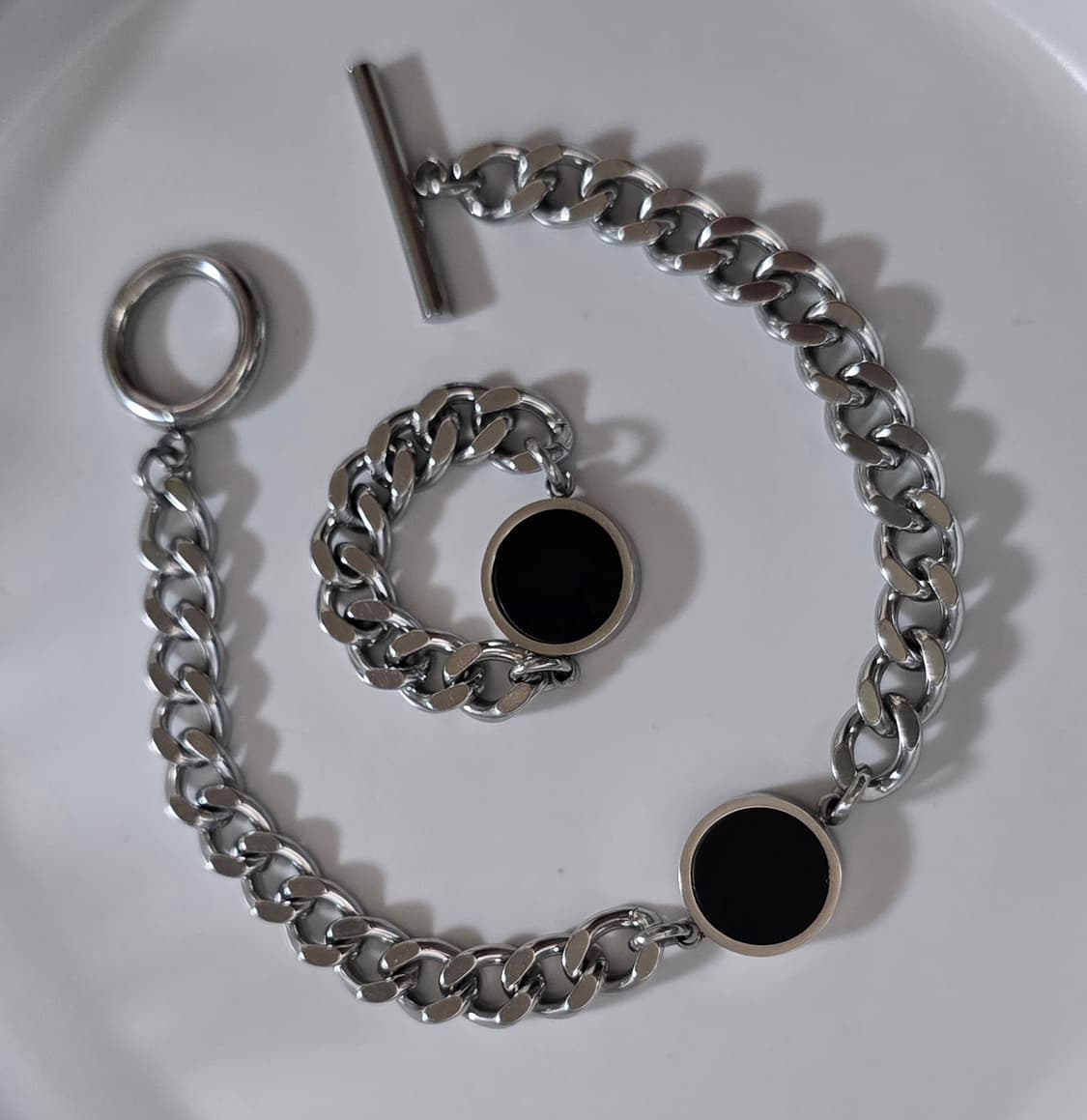 써지컬 스틸 오닉스 자개 양면  체인팔찌 상품이미지4