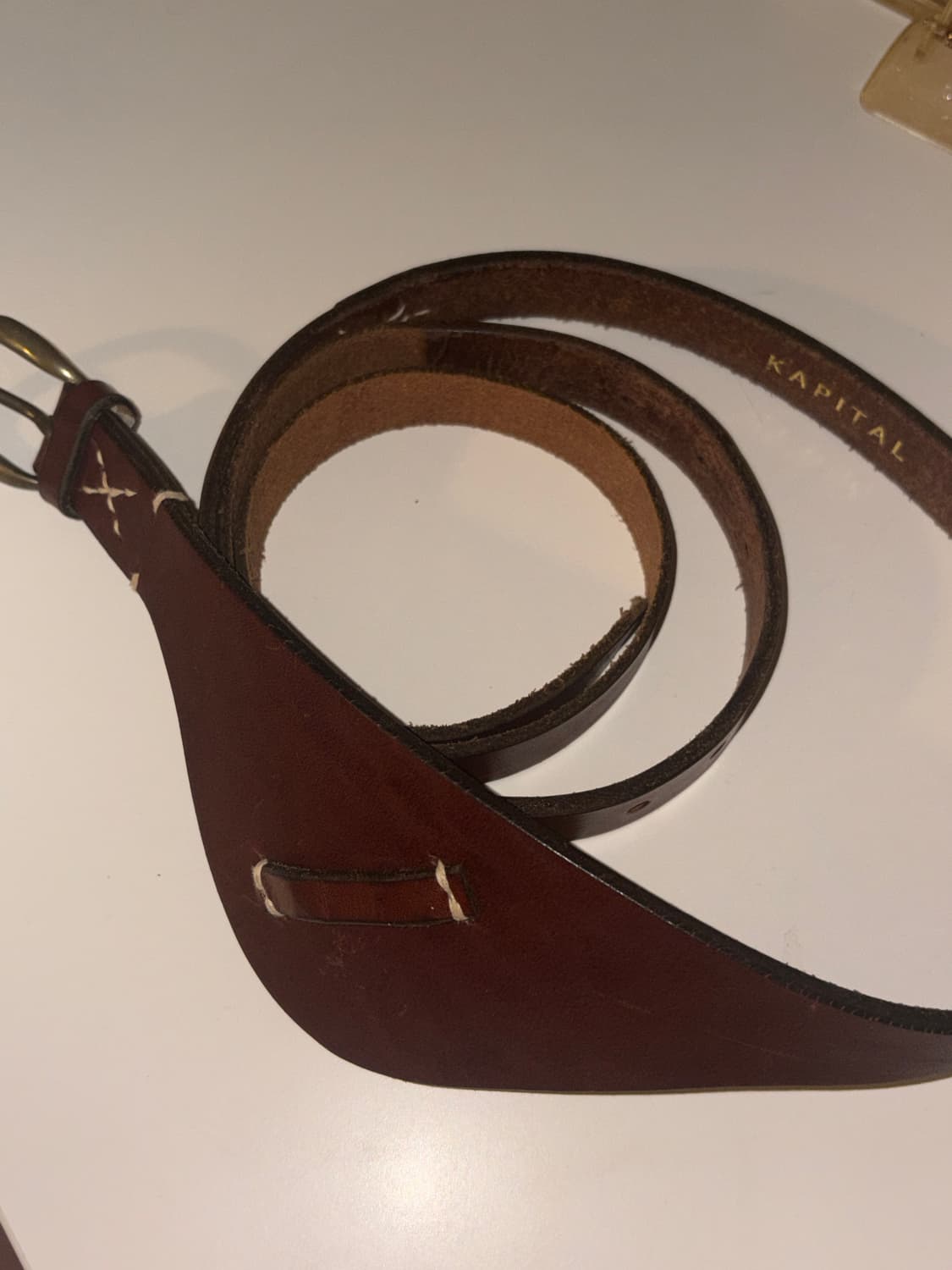 KAPITAL 캐피탈 브라운 레더 빈티지 벨트 상품이미지2