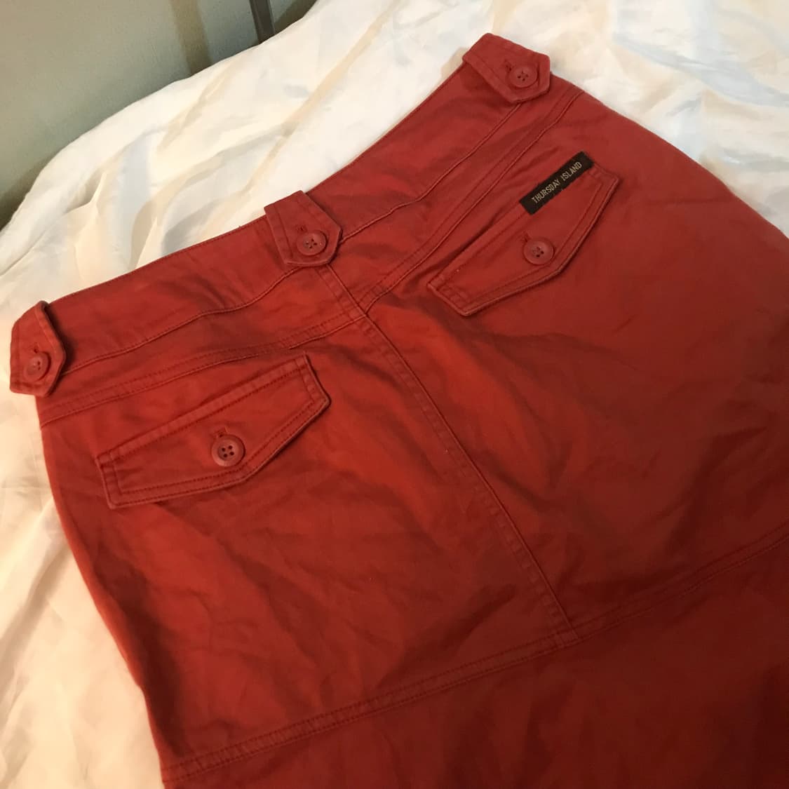 Thursday Island 오렌지레드 미디 플레어 스커트 상품이미지4