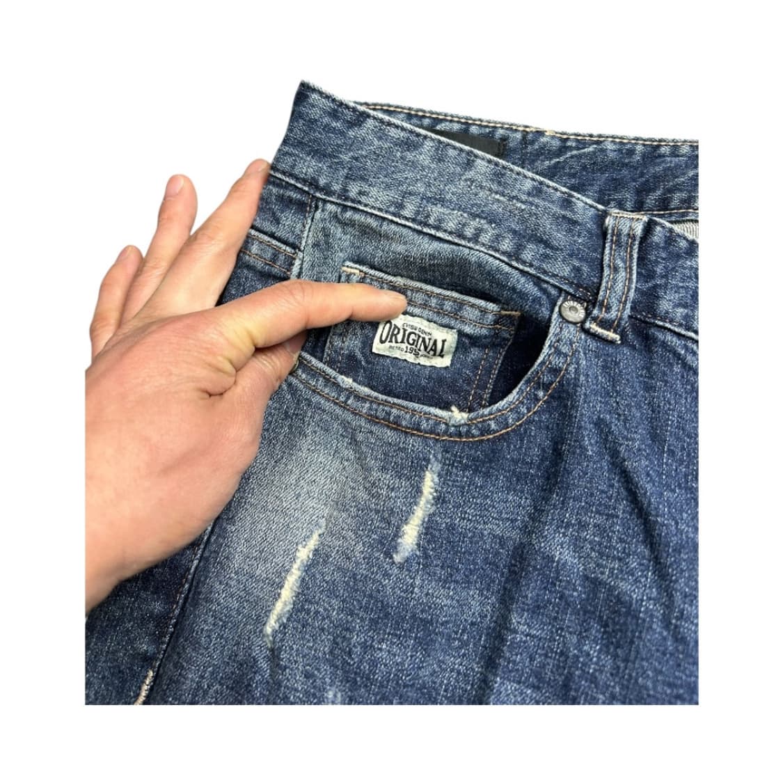 M) 에비수 백포켓 로고 페인트 데님 BD-041 상품이미지5