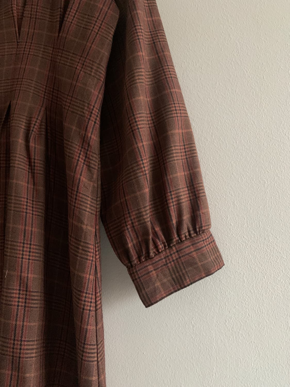 Check Square Neck Button Dress 상품이미지6