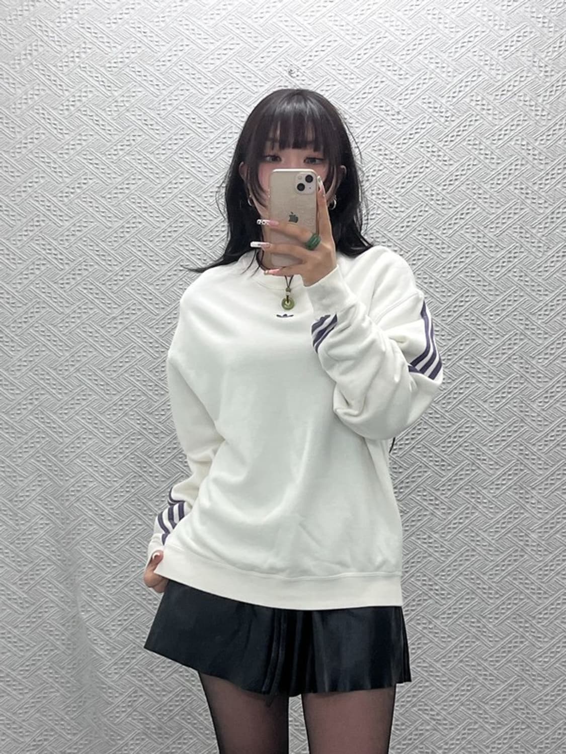 아디다스 캐주얼 빈티지 삼선 화이트크림 맨투맨 XL C11294 상품이미지1