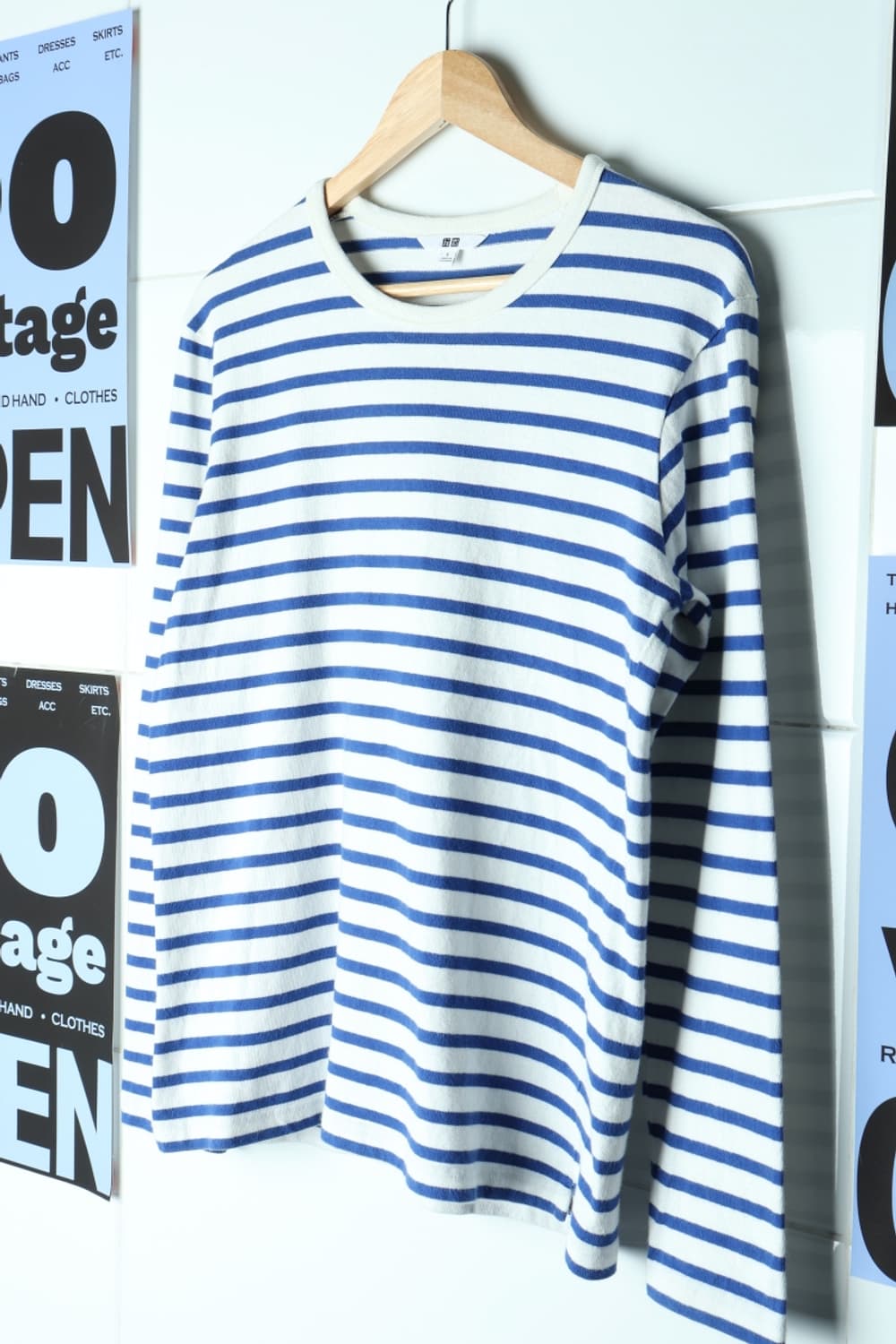(L) 유니클로 긴팔티셔츠 스트라이프 단가라 시티보이-H31894 상품이미지1