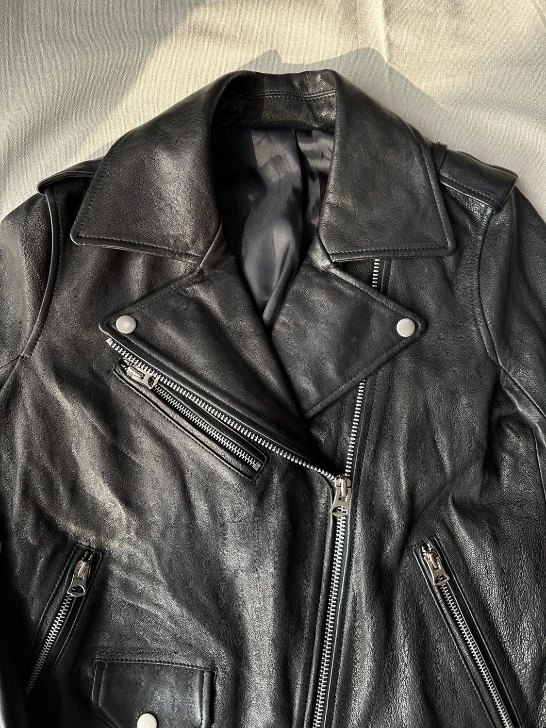 M Japanese vintage 양가죽 라이더 자켓 상품이미지2