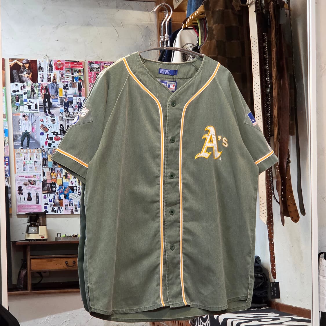 90S 스타터 X MLB 오클랜드 코튼 유니폼 반팔 셔츠 상품이미지1
