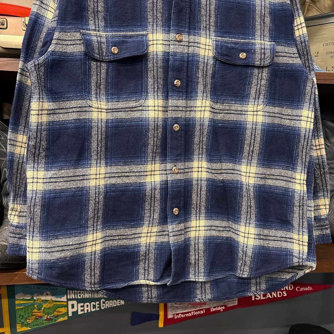 필드앤스트림 헤비 플란넬 블루 옴브레 타탄체크 워크셔츠 N878 상품이미지4