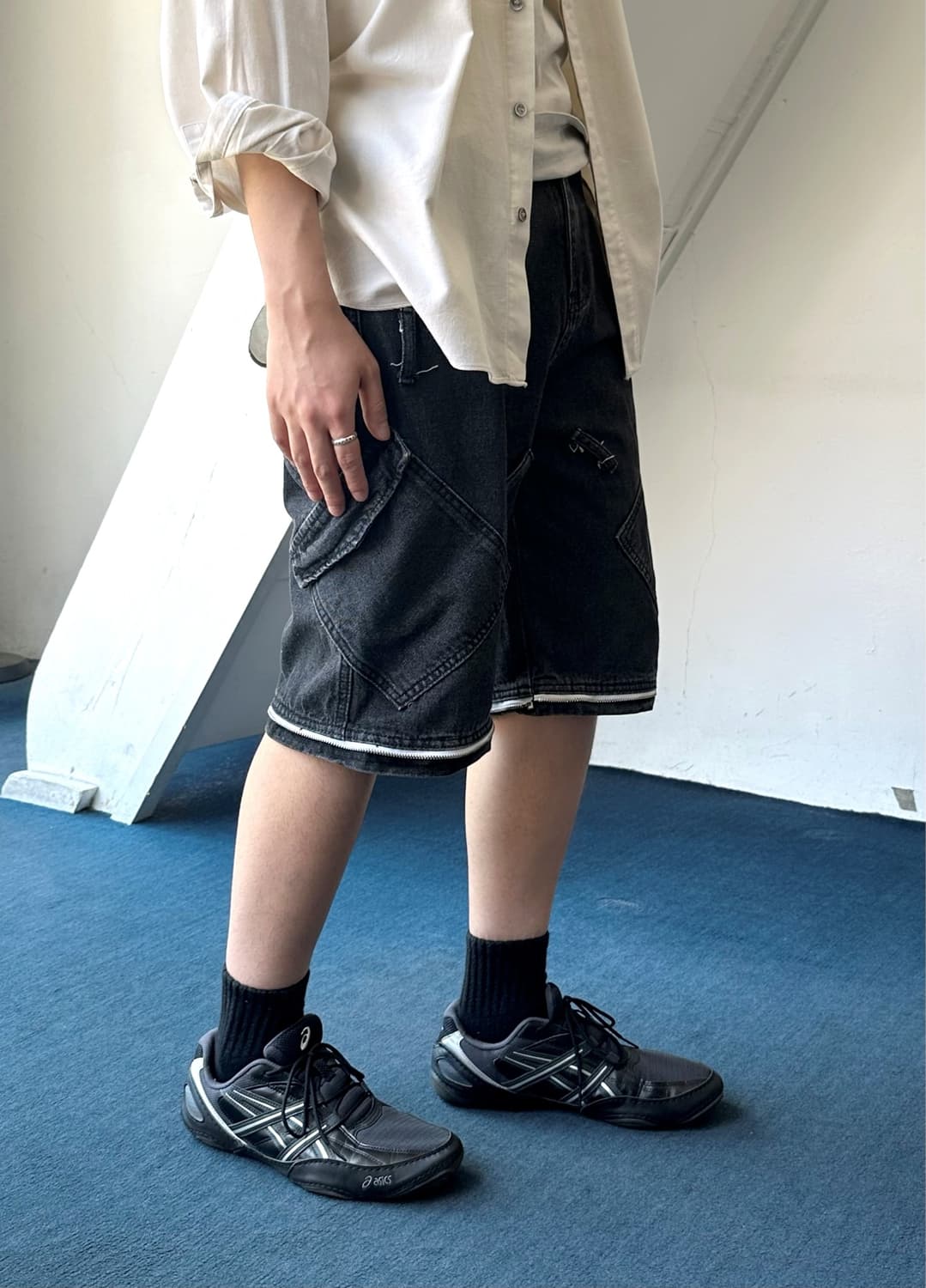 Design 2way belted denim half pants 상품이미지4