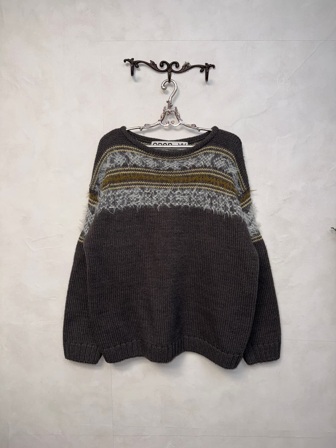 OPEN YY FAIR ISLE SWEATER charcoal 상품이미지1