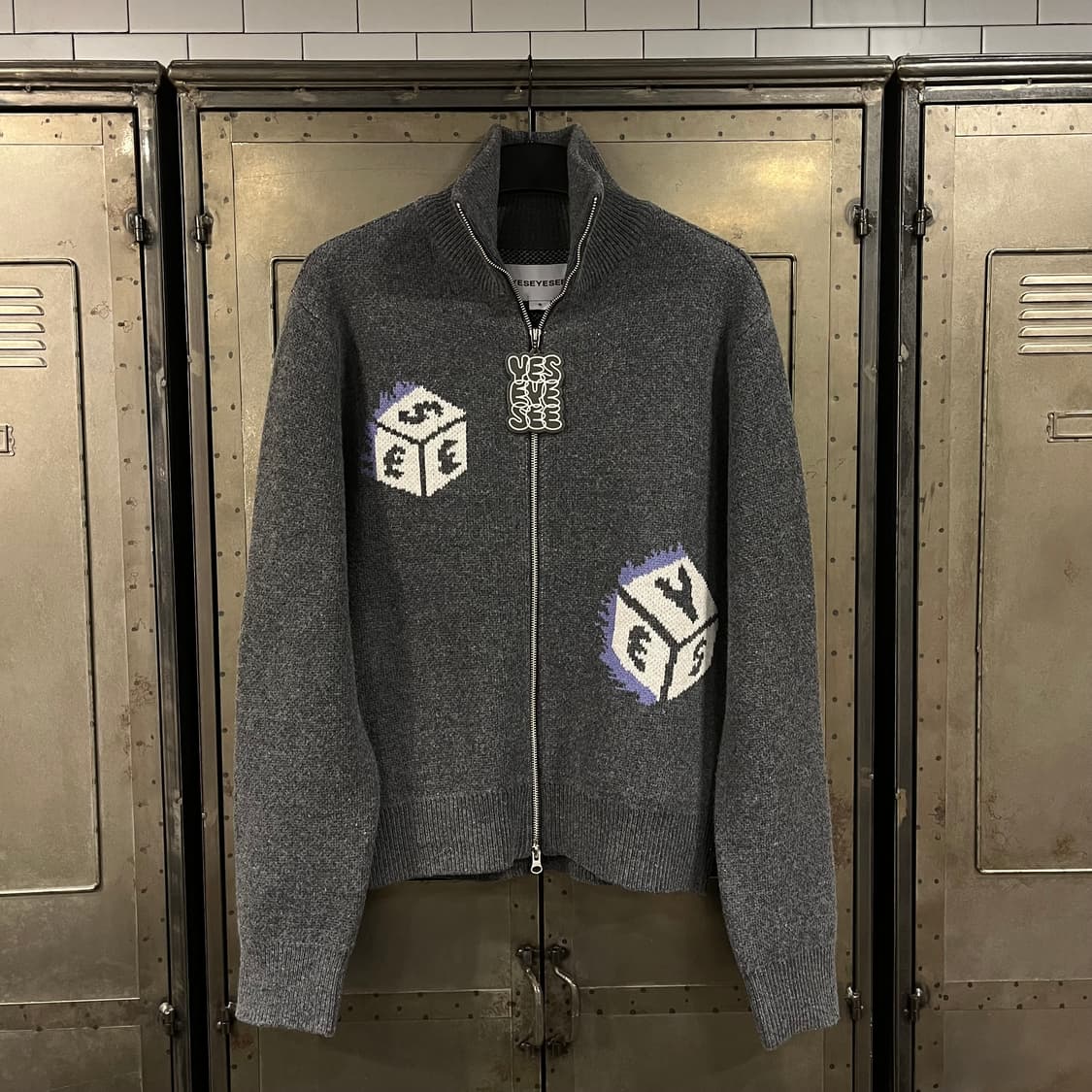 [택포](m) 예스아이씨 다이스 풀집업 가디건 챠콜 상품이미지4