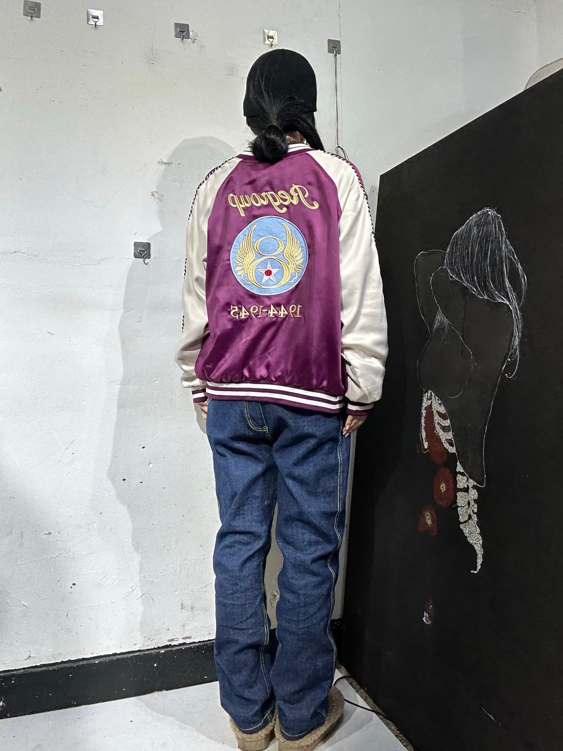 일본빈티지 Snihers 양면 리버시블 자수 스카잔 XXLㅇ 상품이미지3