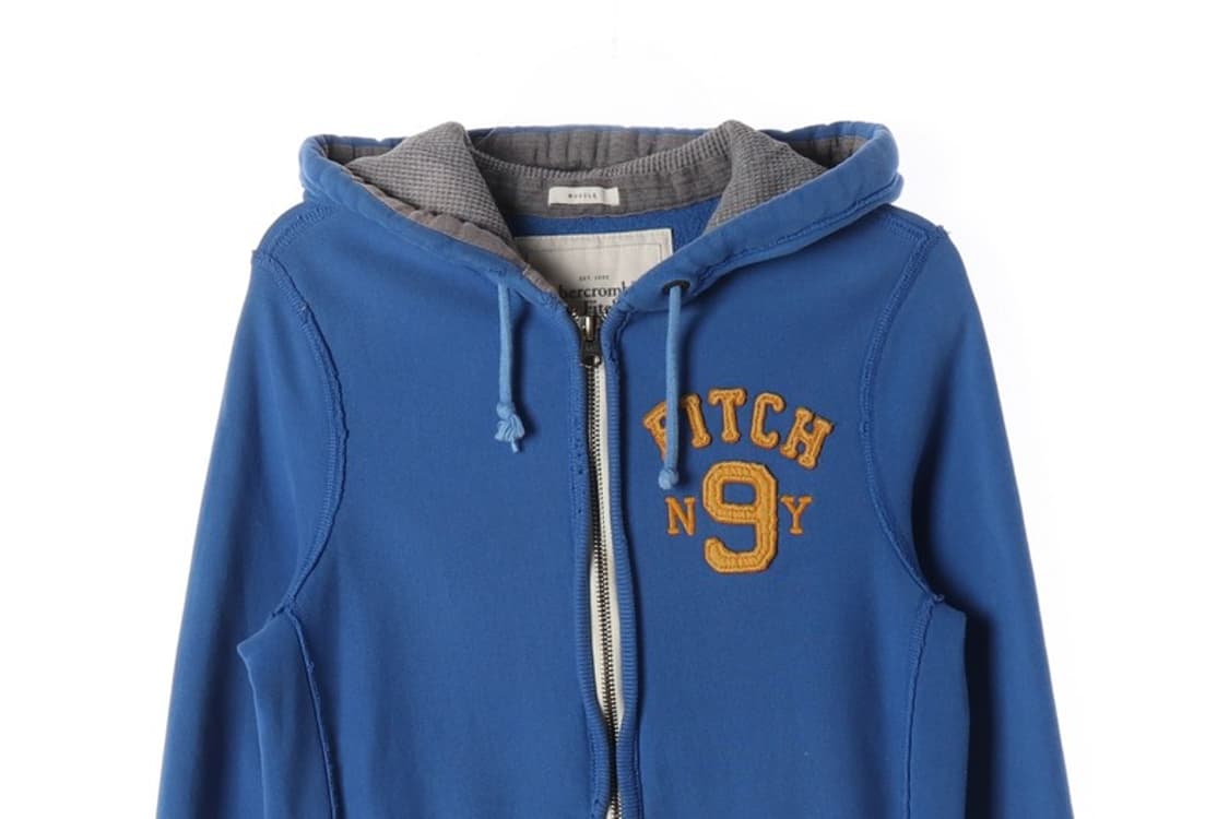 아베크롬비 앤 피치 빈티지 블루 아치 로고 후드집업 M 상품이미지4