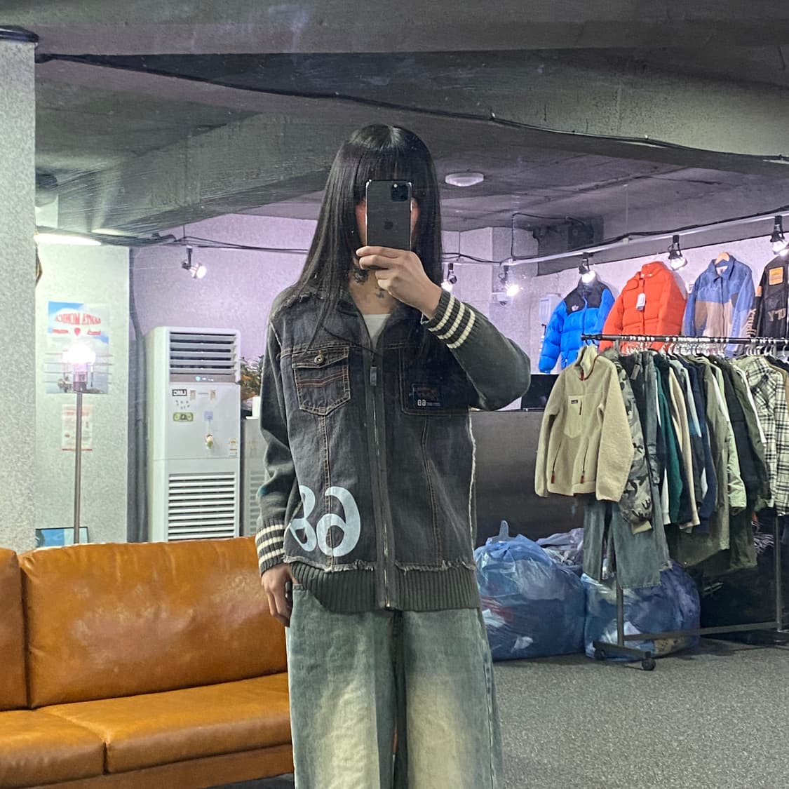 jpn빈티지 68데님 니트집업 자켓 B4288 상품이미지1