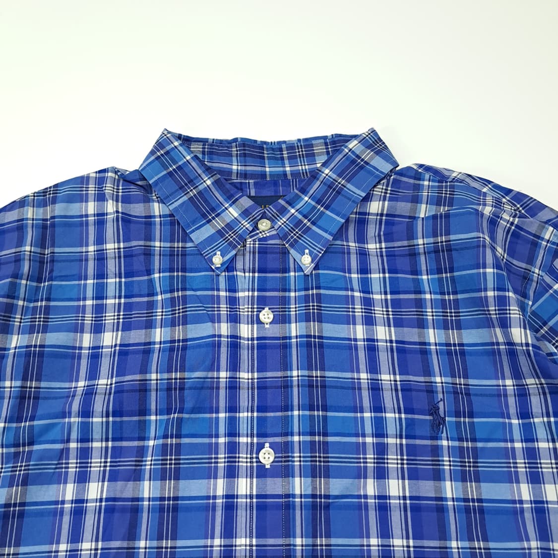 CL594 2XL 폴로 코튼 QR 블루 매드라스 체크 셔츠 남방 상품이미지2