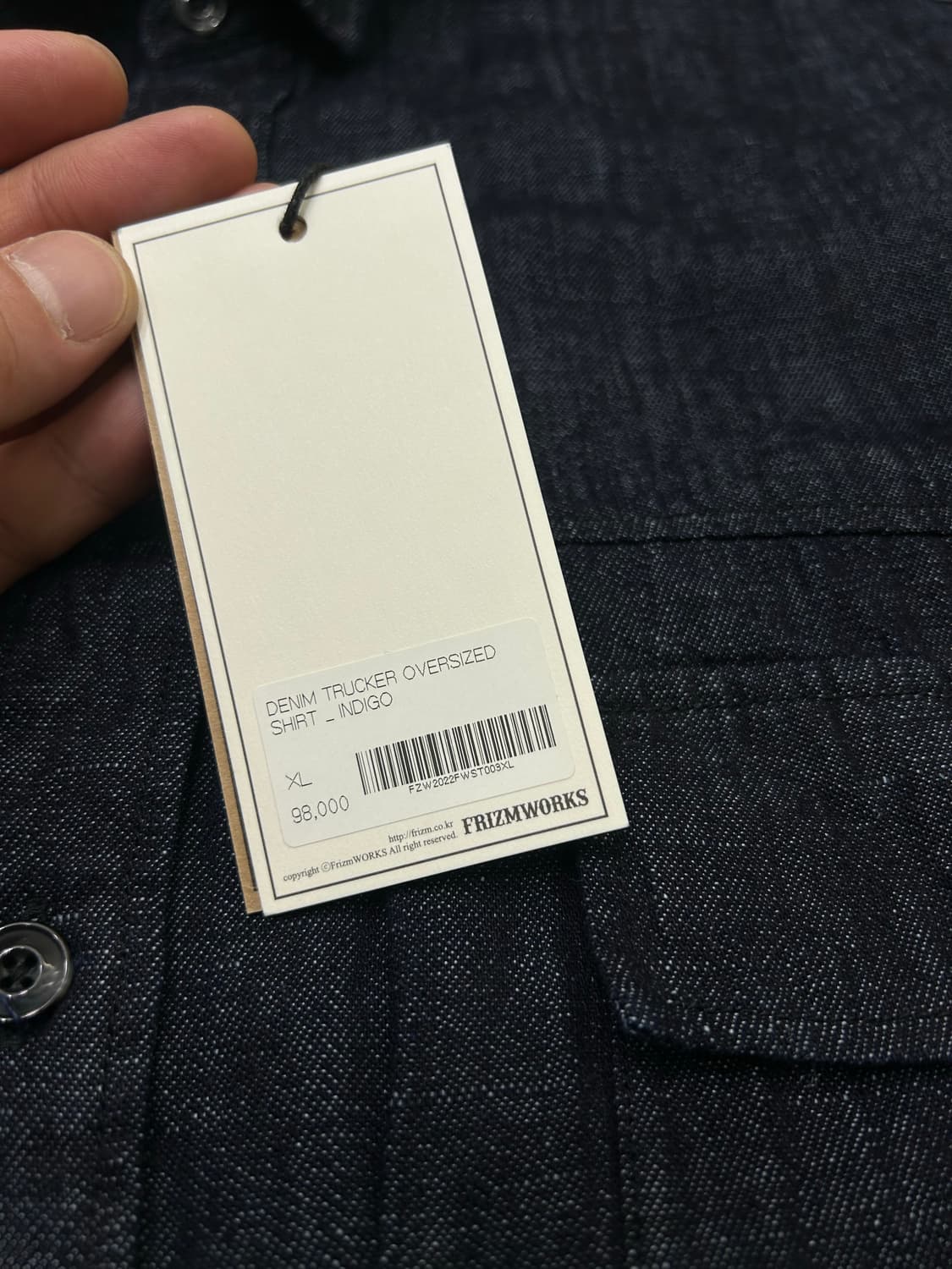 [XL]프리즘웍스 데님 오버사이즈 투포켓 셔츠/인디고 상품이미지6