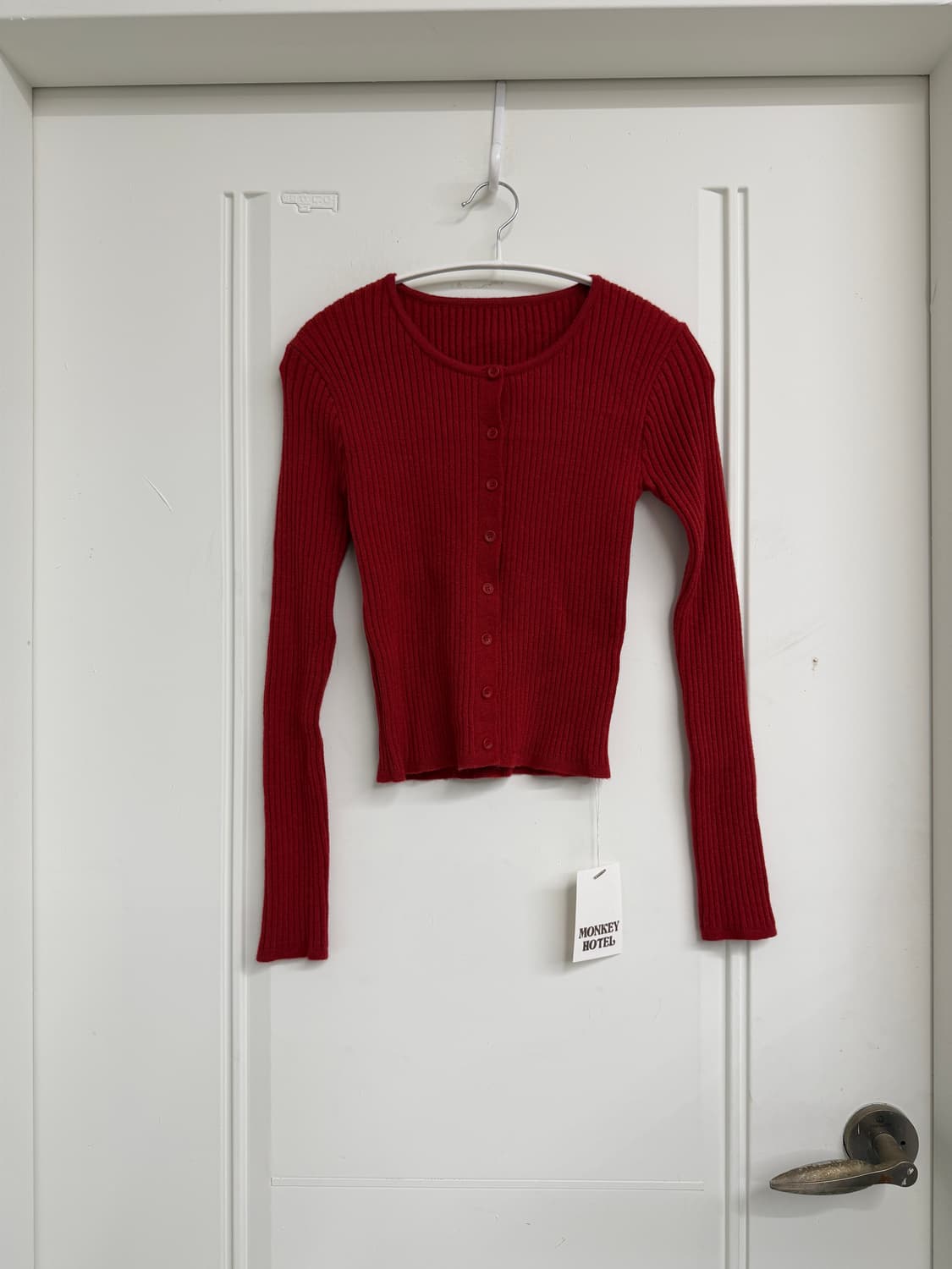 일본빈티지 레드 숏 슬림가디건 상품이미지5