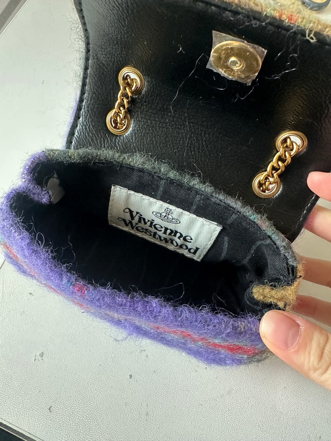 비비안웨스트우드 체크 체인 미니백 상품이미지4