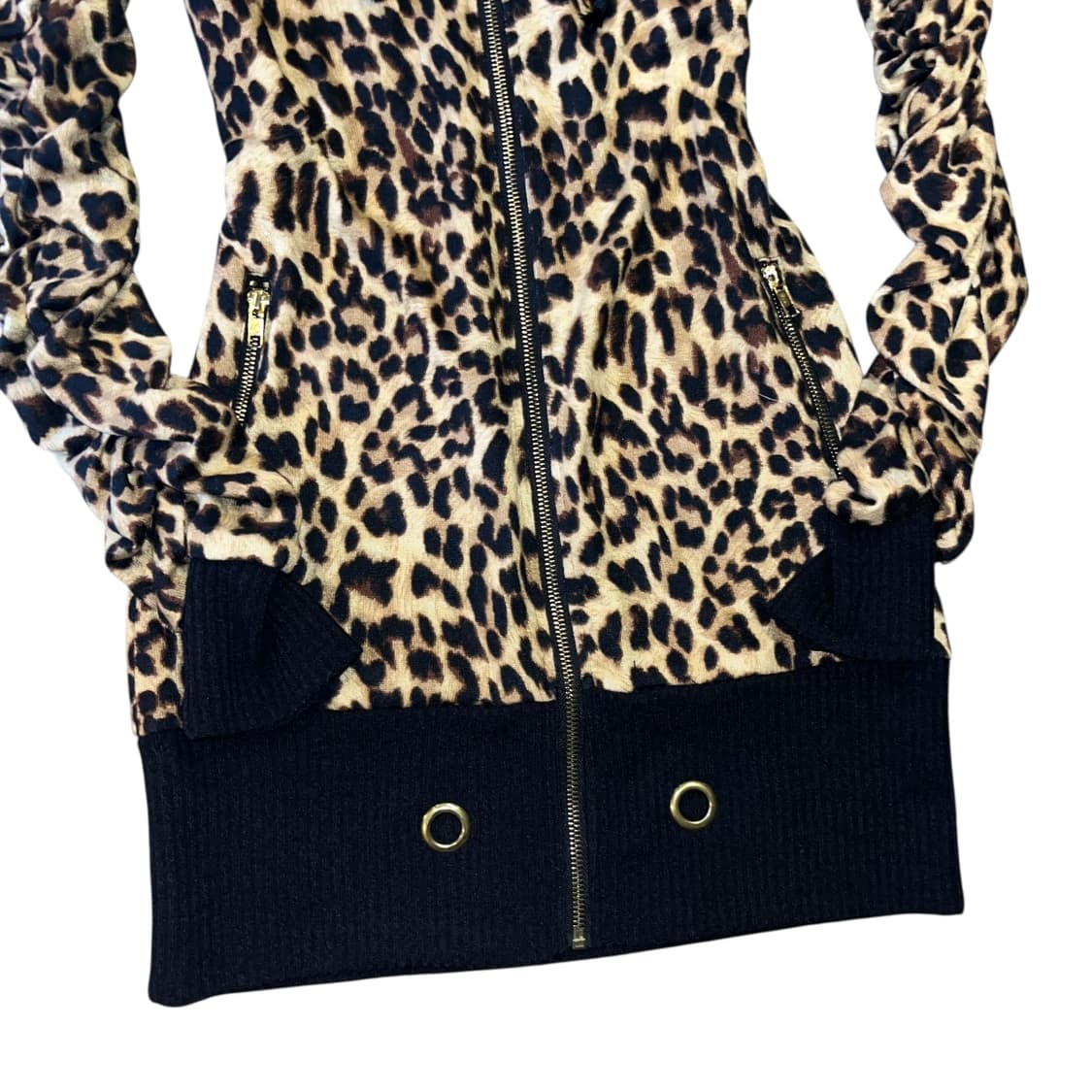 십자참 호피 팔셔링 후드롱집업 갸루y2k펑크 상품이미지3