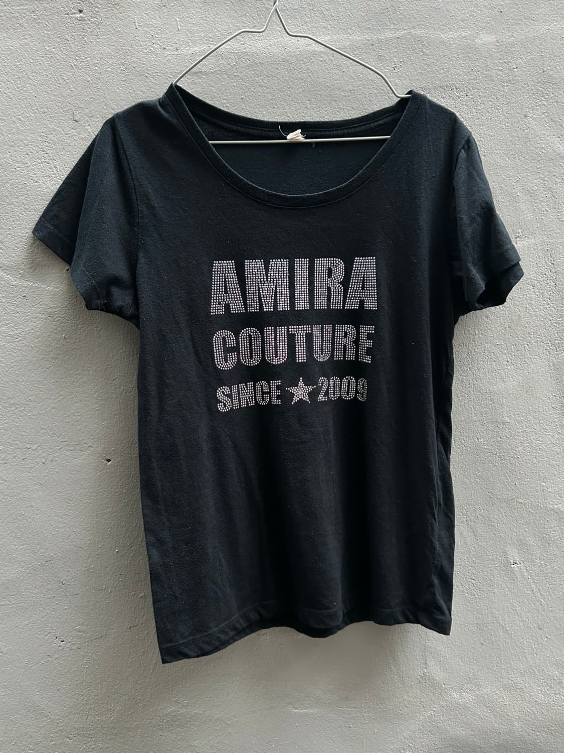 2000s Jpn y2k 큐빅 디테일 딱붙핏 블랙 반팔티  상품이미지2