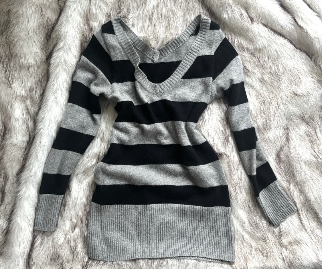 Powning133 빈티지 스트라이프 니트 원피스 상품이미지1