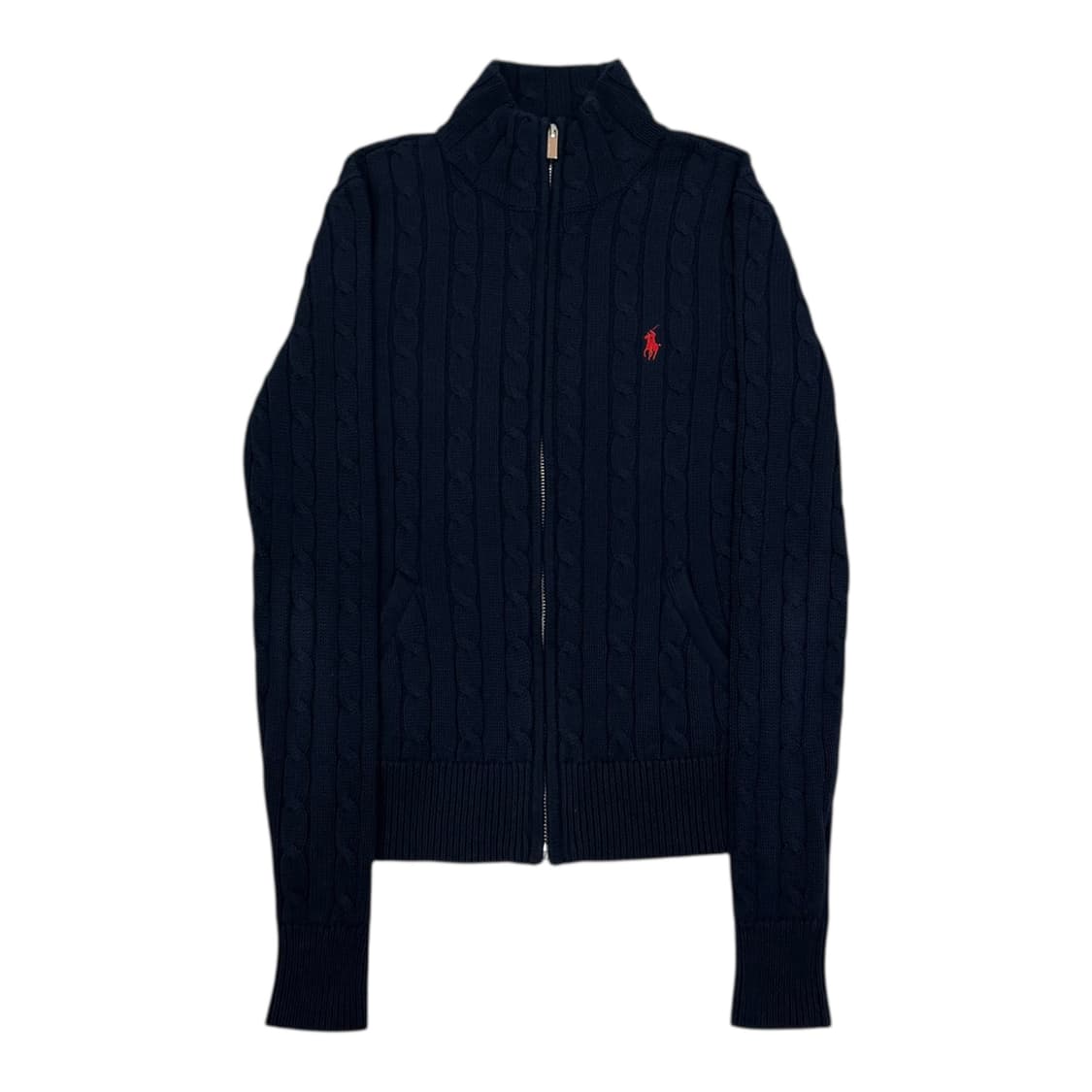 폴로 랄프로렌 꽈배기 케이블 니트집업 네이비 S 상품이미지1
