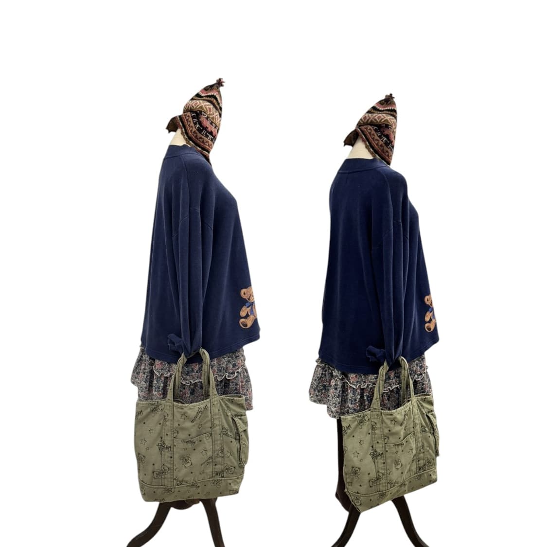 히스테릭글래머 퍽베어 토트백 카키 상품이미지9