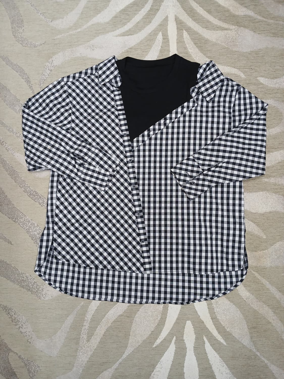 MAJE 깅엄 체크 레이어드 셔츠  상품이미지1